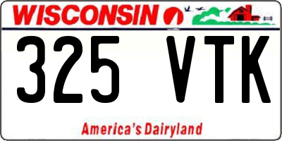 WI license plate 325VTK