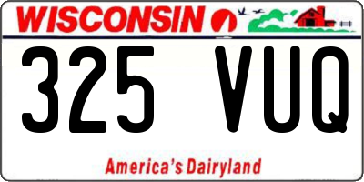 WI license plate 325VUQ