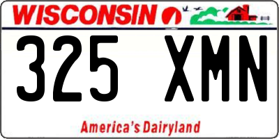 WI license plate 325XMN