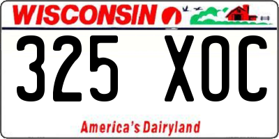 WI license plate 325XOC