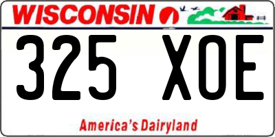 WI license plate 325XOE