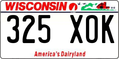 WI license plate 325XOK