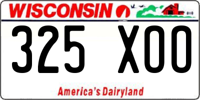 WI license plate 325XOO