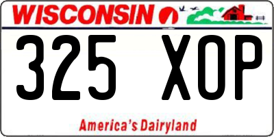 WI license plate 325XOP
