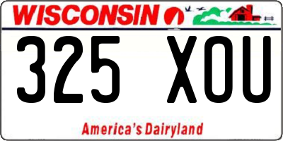 WI license plate 325XOU