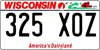 WI license plate 325XOZ