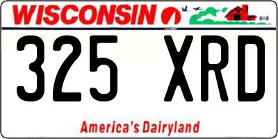 WI license plate 325XRD