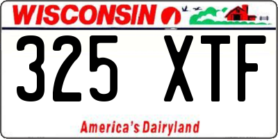 WI license plate 325XTF