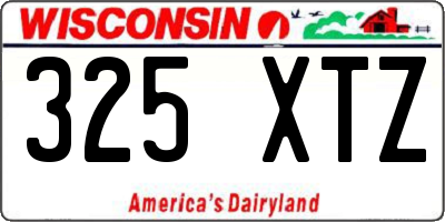 WI license plate 325XTZ