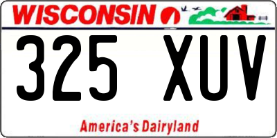 WI license plate 325XUV
