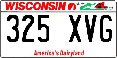 WI license plate 325XVG