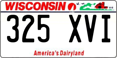 WI license plate 325XVI