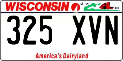 WI license plate 325XVN