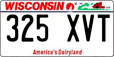 WI license plate 325XVT