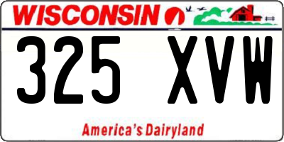 WI license plate 325XVW