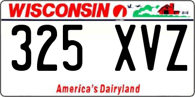 WI license plate 325XVZ