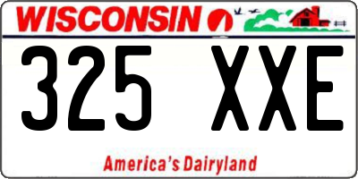 WI license plate 325XXE