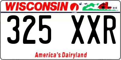 WI license plate 325XXR