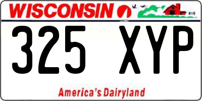 WI license plate 325XYP