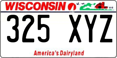 WI license plate 325XYZ