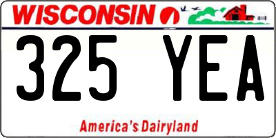 WI license plate 325YEA