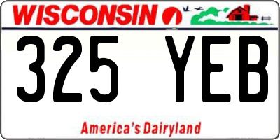 WI license plate 325YEB