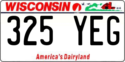 WI license plate 325YEG