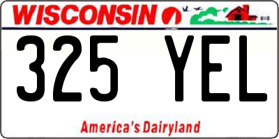 WI license plate 325YEL