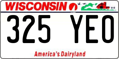 WI license plate 325YEO