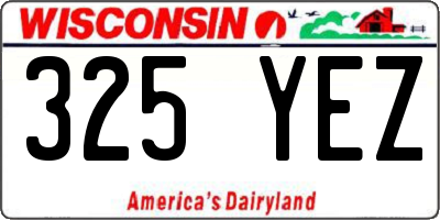 WI license plate 325YEZ