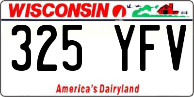 WI license plate 325YFV