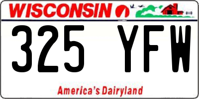 WI license plate 325YFW