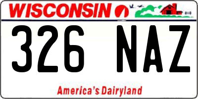WI license plate 326NAZ