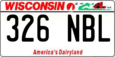 WI license plate 326NBL