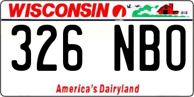 WI license plate 326NBO