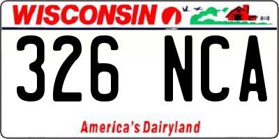 WI license plate 326NCA
