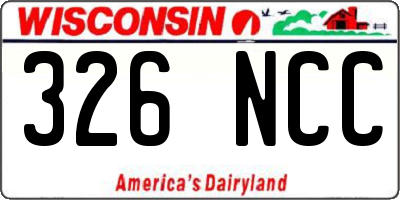 WI license plate 326NCC