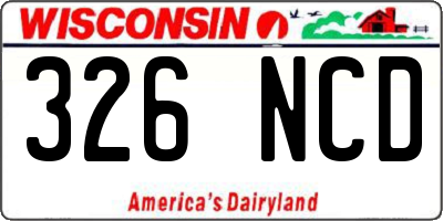 WI license plate 326NCD