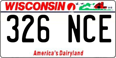 WI license plate 326NCE