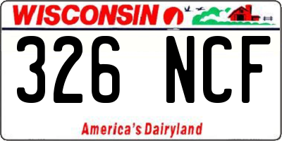 WI license plate 326NCF