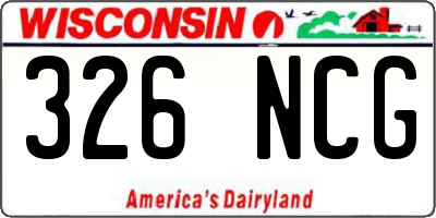 WI license plate 326NCG