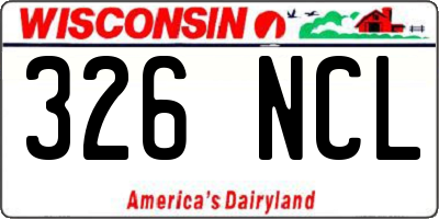 WI license plate 326NCL