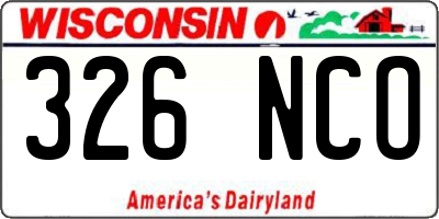 WI license plate 326NCO
