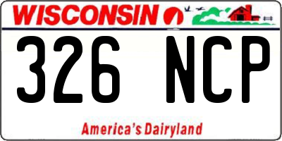 WI license plate 326NCP