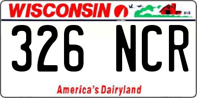 WI license plate 326NCR
