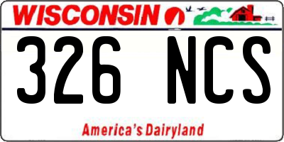 WI license plate 326NCS