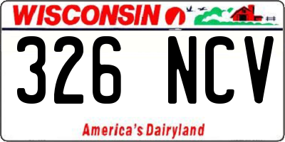 WI license plate 326NCV