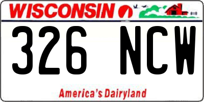 WI license plate 326NCW