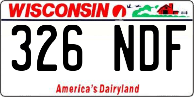 WI license plate 326NDF
