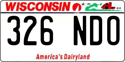 WI license plate 326NDO